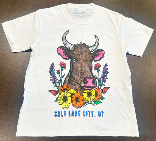 Floral Cow Tee