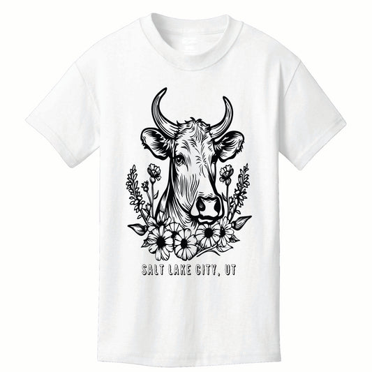 Floral Cow Tee